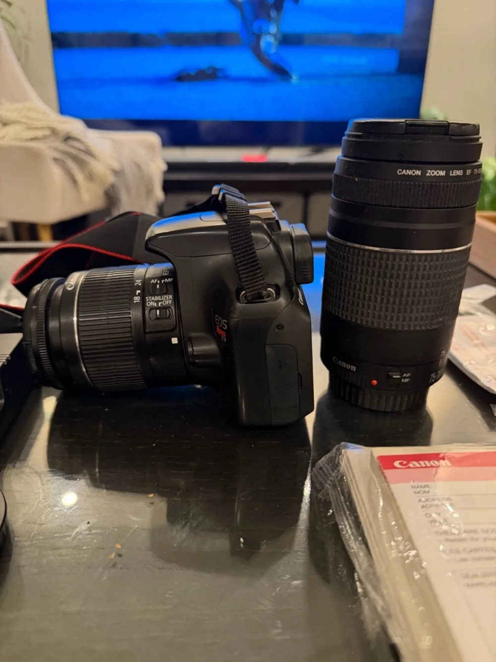 Canon EOS Rebel T3 EF-S 18-55 IS II Kit. Like new, perfectly working condition.